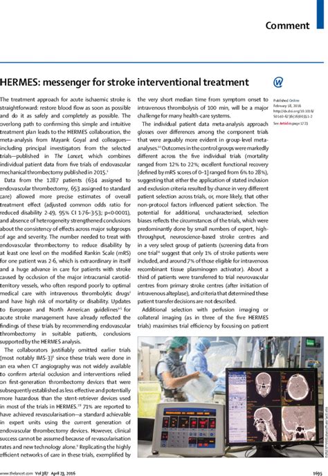 hermes stroke lancet|HERMES: messenger for stroke interventional treatment.